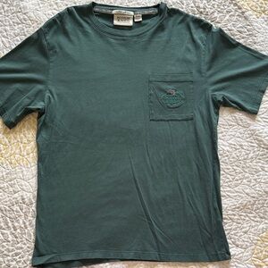 Scotch & Soda Men's Green T-Shirt with pocket & design. Medium worn with TLC.